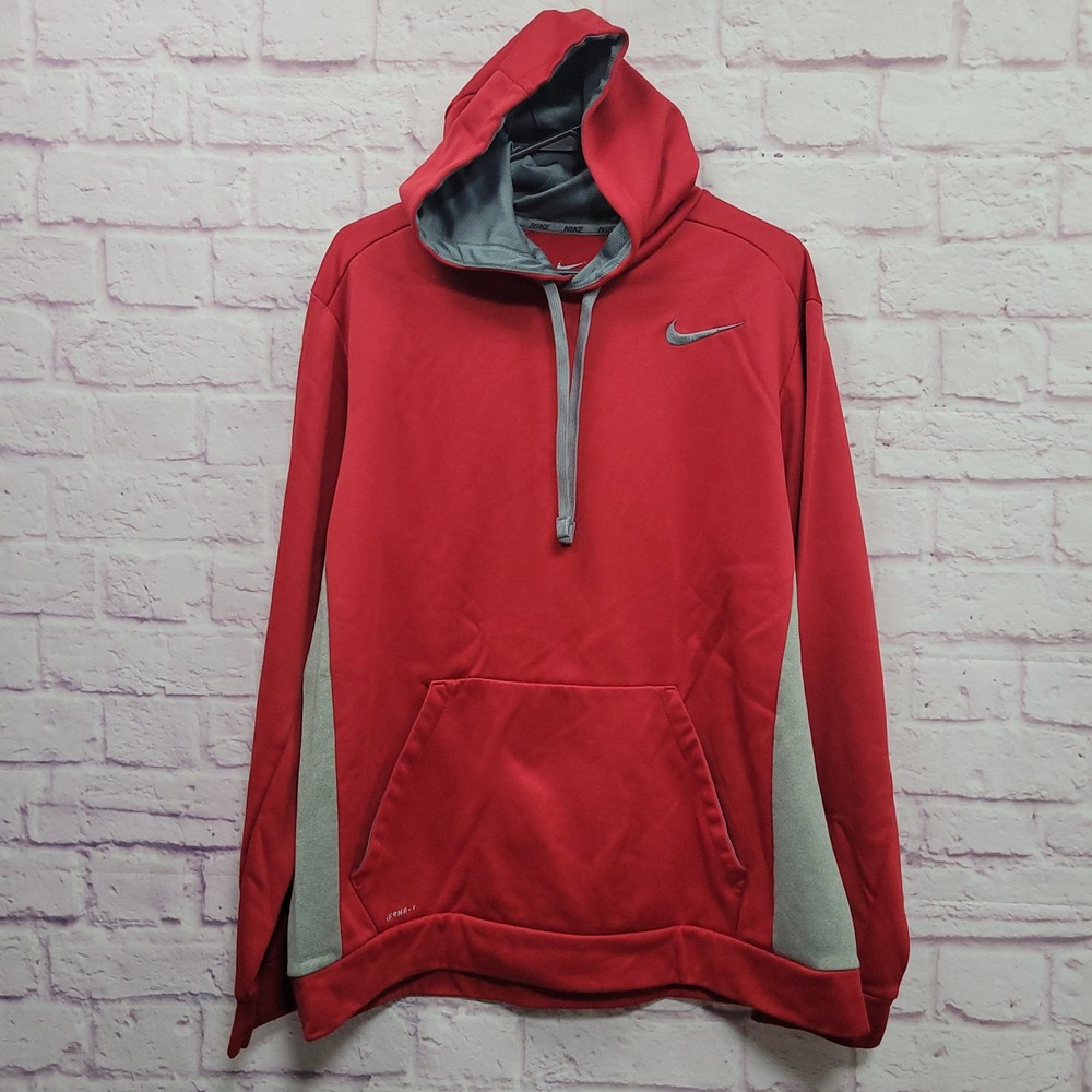 Nike Therma-Fit Red Hoodie Pullover Sweatshirt Mens XL Athletic Training *READ